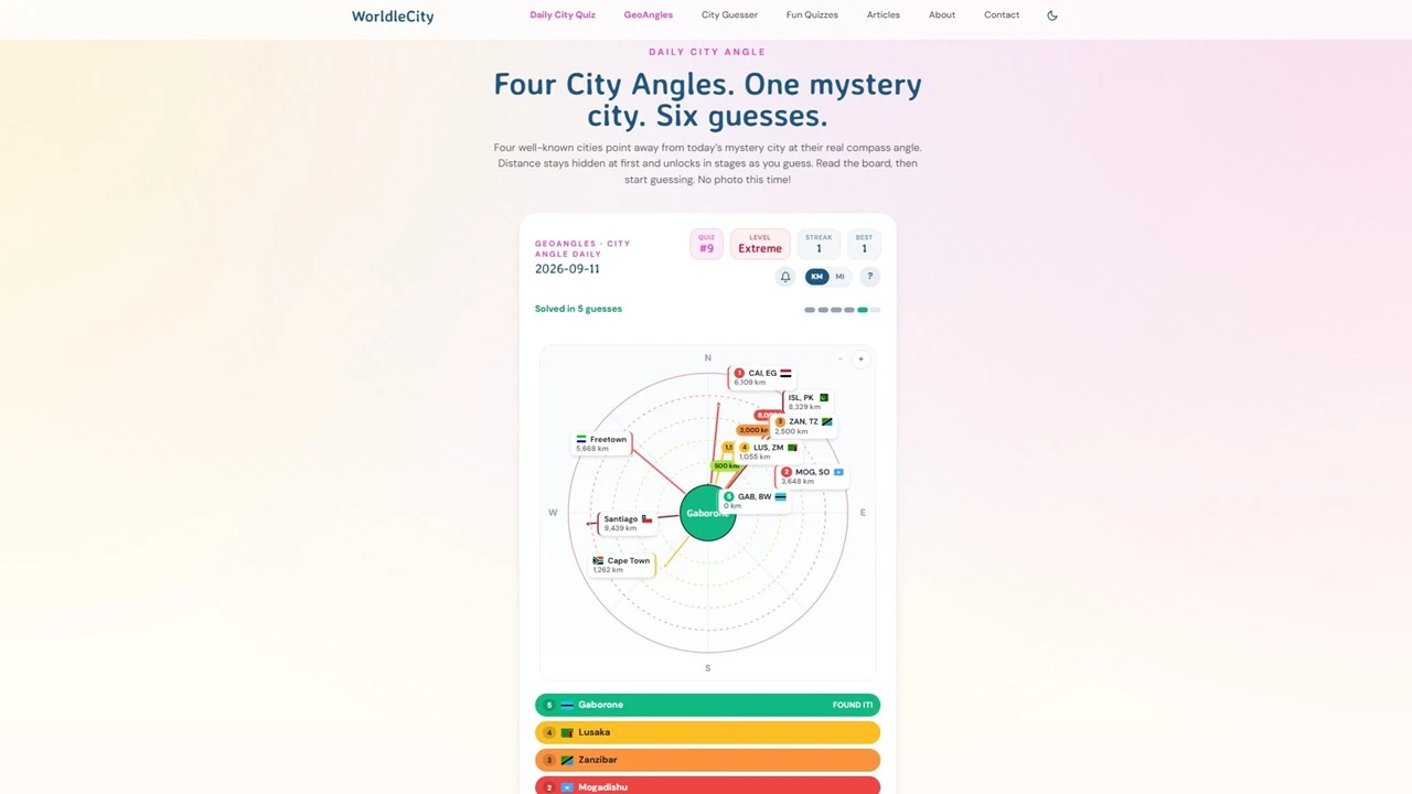 GeoAngles - City angles game