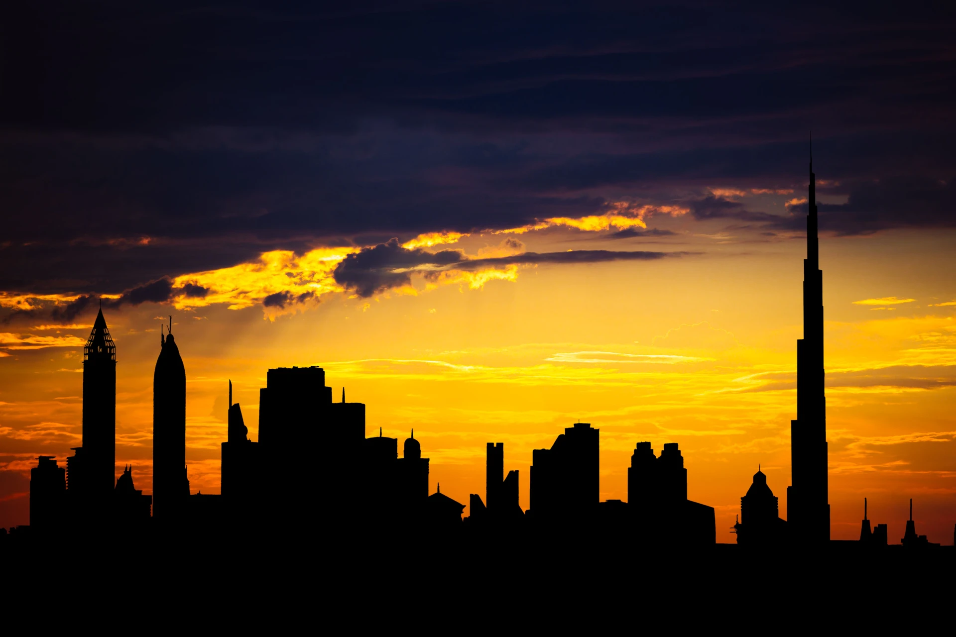 City skyline during sunset