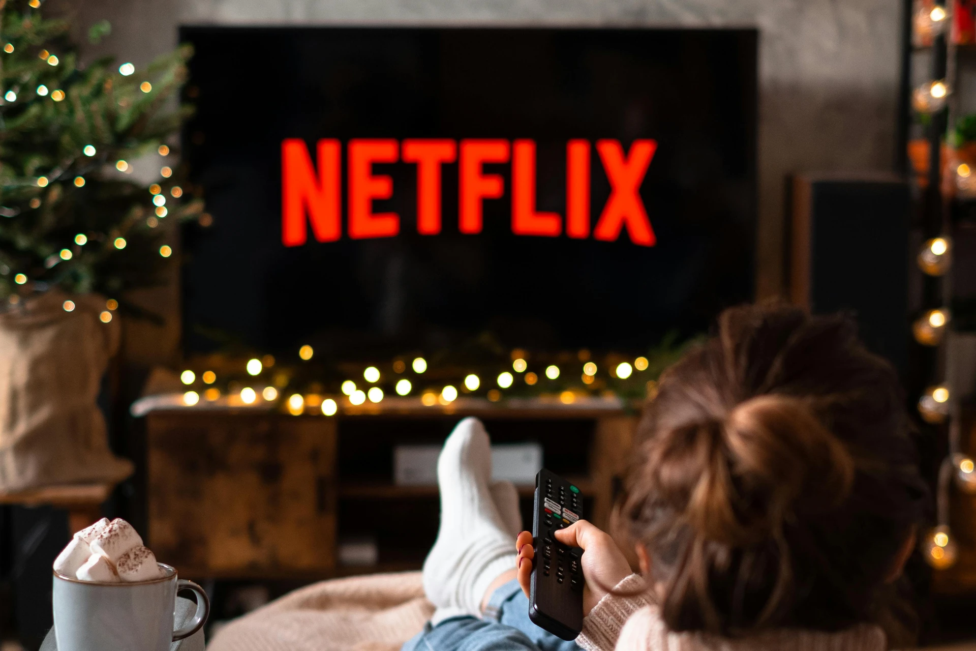 Woman preparing to watch Stranger things on Netflix